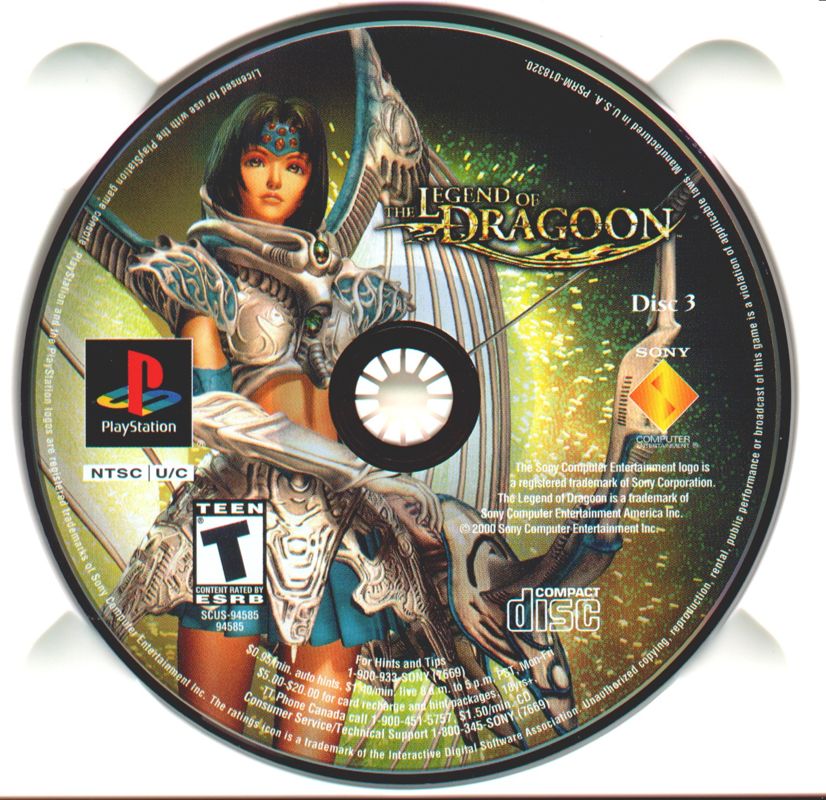 
The Legend of Dragoon | PlayStation | game disc 3 of 4 | Region: North America | source-country=United States | Data by MobyGames.com