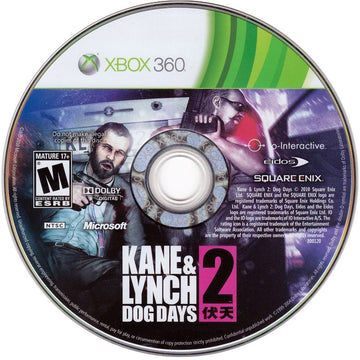 
Kane & Lynch 2: Dog Days | Xbox 360 | game disc 1 of 1 | Data by MobyGames.com