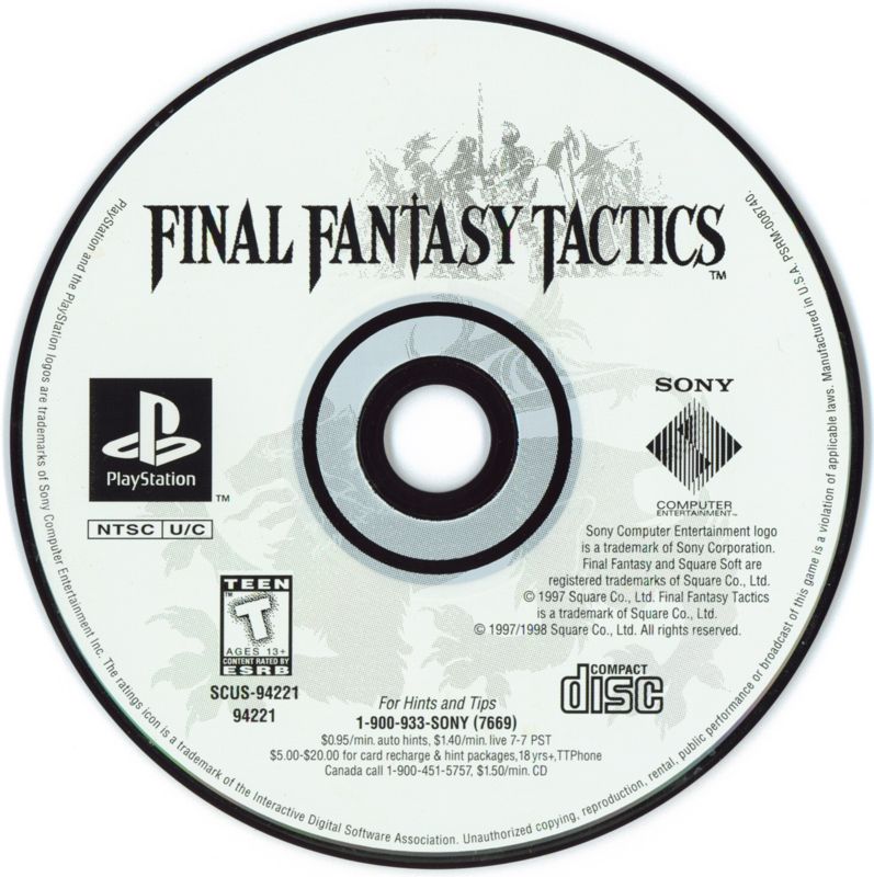 
Final Fantasy Tactics | PlayStation | physical media | Region: North America | source-country=Canada,United States | Data by MobyGames.com