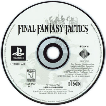 
Final Fantasy Tactics | PlayStation | physical media | Region: North America | source-country=Canada,United States | Data by MobyGames.com
