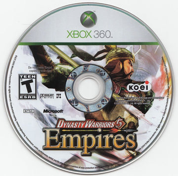 
Dynasty Warriors 5: Empires | Xbox 360 | physical media | Region: North America | source-country=United States | Data by MobyGames.com