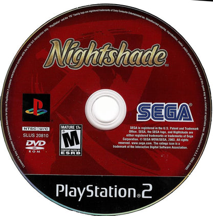 
Nightshade | PlayStation 2 | physical media | Region: North America | source-country=United States | Data by MobyGames.com