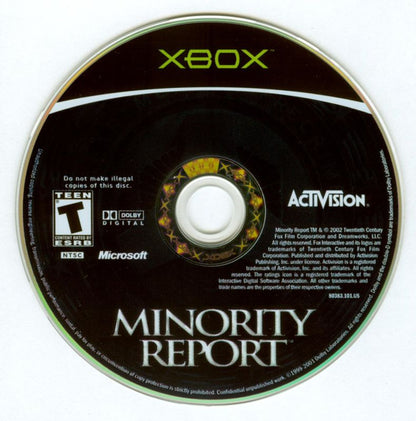 Minority Report: Everybody Runs | Xbox | physical media | region=North America | source-country=Canada,United States | zypher-v2 | moby-136146c296d9 | Data by MobyGames.com