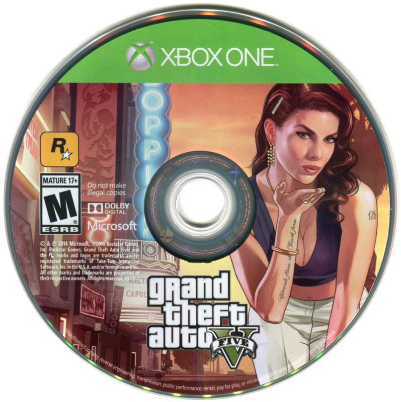 Grand Theft Auto V | Xbox One | game disc 1 of 1 | Region: North America | source-country=United States | Data by MobyGames.com