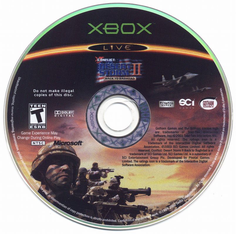 
Conflict: Desert Storm II - Back to Baghdad | Xbox | physical media | Region: North America | source-country=United States | Data by MobyGames.com