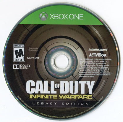 
Call of Duty: Infinite Warfare (Legacy Edition) | Xbox One | game disc 1 of 1 | Region: North America | source-country=Canada,United States | Data by MobyGames.com