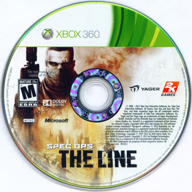 Spec Ops: The Line | Xbox 360 | game disc 1 of 1 | Data by MobyGames.com
