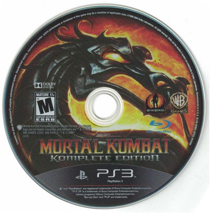 
Mortal Kombat: Komplete Edition | PlayStation 3 | physical media | Region: North America | source-country=United States | Data by MobyGames.com