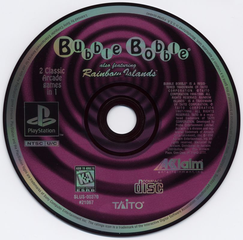 
Bubble Bobble also featuring Rainbow Islands | PlayStation | physical media | Data by MobyGames.com