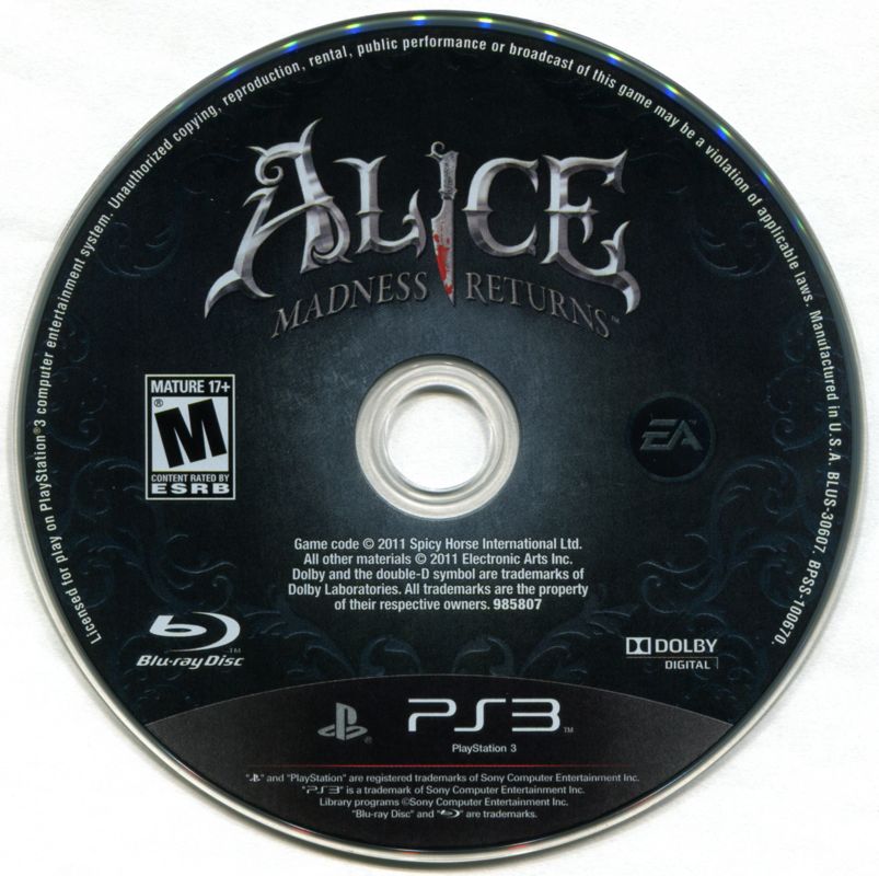 
Alice: Madness Returns | PlayStation 3 | physical media | Region: North America | source-country=United States | Data by MobyGames.com