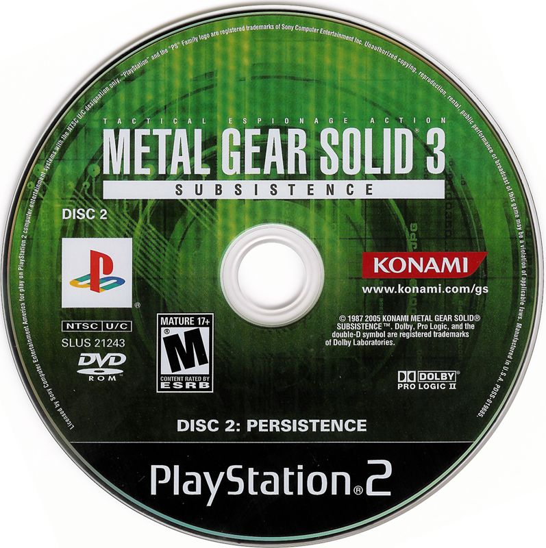 
Metal Gear Solid 3: Subsistence | PlayStation 2 | game disc 2 of 2 | Data by MobyGames.com