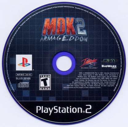 
MDK 2 | PlayStation 2 | physical media | Region: North America | source-country=Canada,United States | Data by MobyGames.com