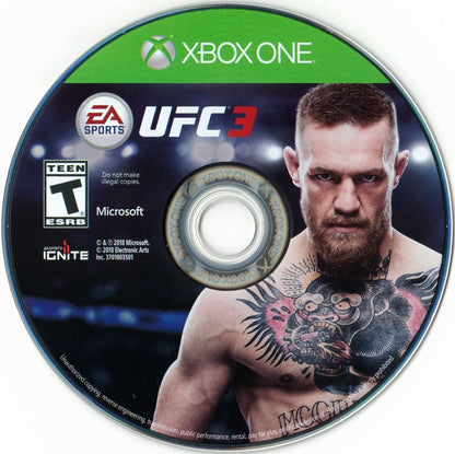 
UFC 3 | Xbox One | game disc 1 of 1 | Region: North America | source-country=Canada,United States | Data by MobyGames.com