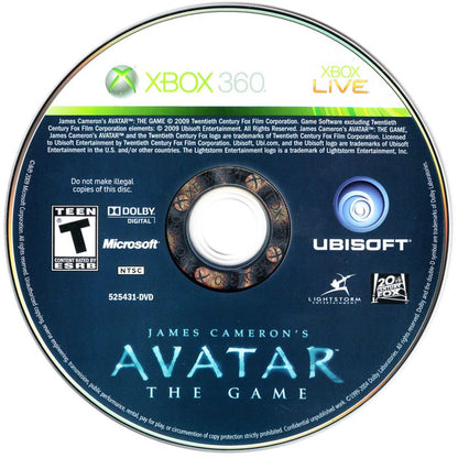 
James Cameron's Avatar: The Game | Xbox 360 | physical media | Region: North America | source-country=Canada,United States | Data by MobyGames.com