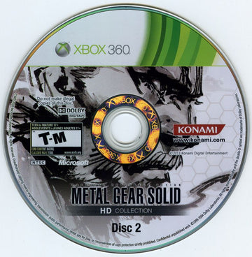 
Metal Gear Solid: HD Collection | Xbox 360 | game disc 2 of 2 | Region: North America | source-country=Canada,Mexico,United States | Data by MobyGames.com