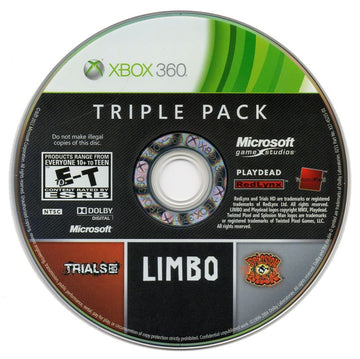 
Triple Pack: Trials HD, Limbo, Splosion Man | Xbox 360 | physical media | Data by MobyGames.com