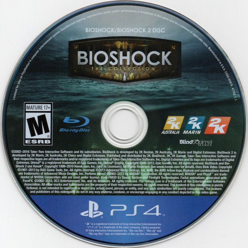 
BioShock: The Collection | PlayStation 4 | game disc 1 of 2 | Data by MobyGames.com