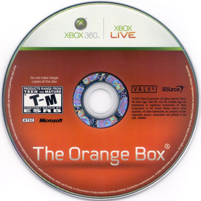 
The Orange Box | Xbox 360 | game disc 1 of 1 | Data by MobyGames.com