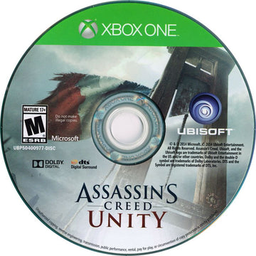 
Assassin's Creed: Unity (Limited Edition) | Xbox One | game disc 1 of 1 | Region: North America | source-country=Canada | Data by MobyGames.com