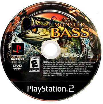 
Cabela's Monster Bass | PlayStation 2 | physical media | Region: North America | source-country=United States | Data by MobyGames.com