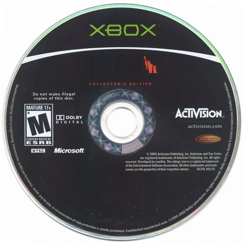 
True Crime: New York City (Collector's Edition) | Xbox | game disc 1 of 1 | Data by MobyGames.com