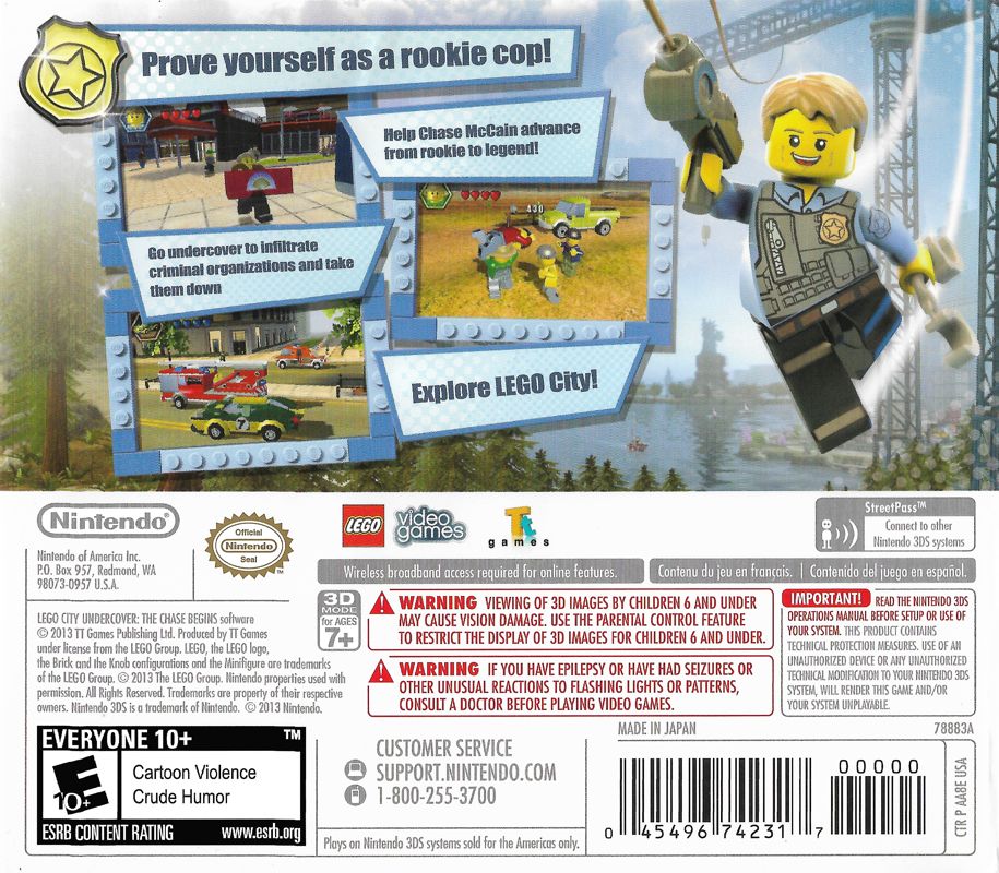 
LEGO City Undercover: The Chase Begins | Nintendo 3DS | back cover | Data by MobyGames.com
