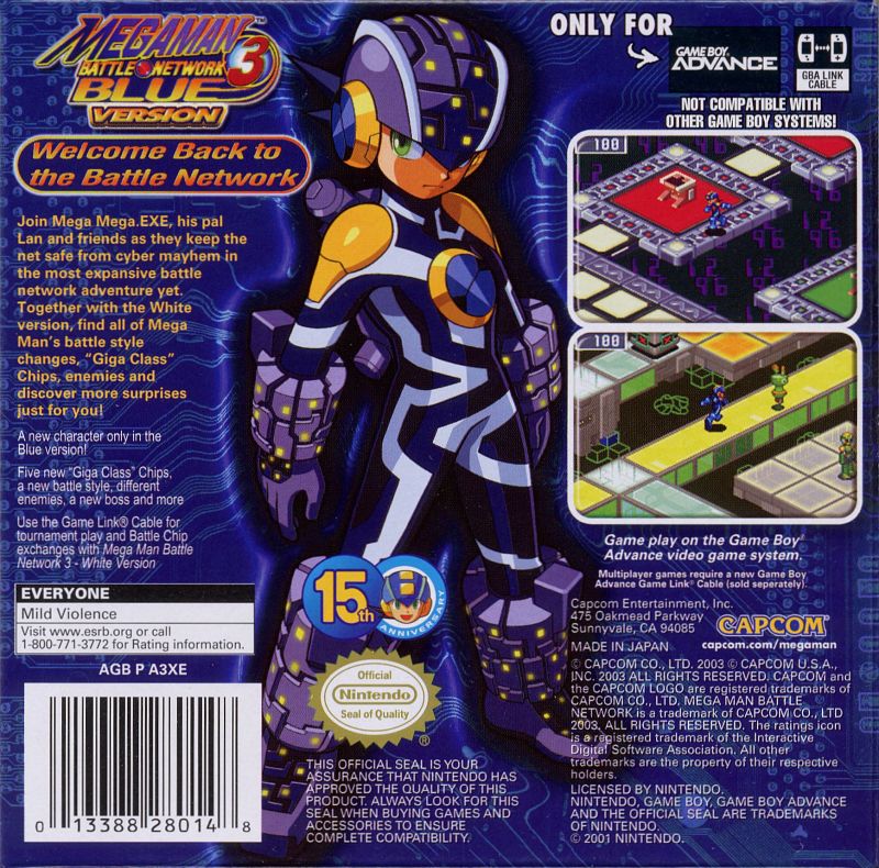
Mega Man Battle Network 3: Blue Version | Nintendo Game Boy Advance | back cover