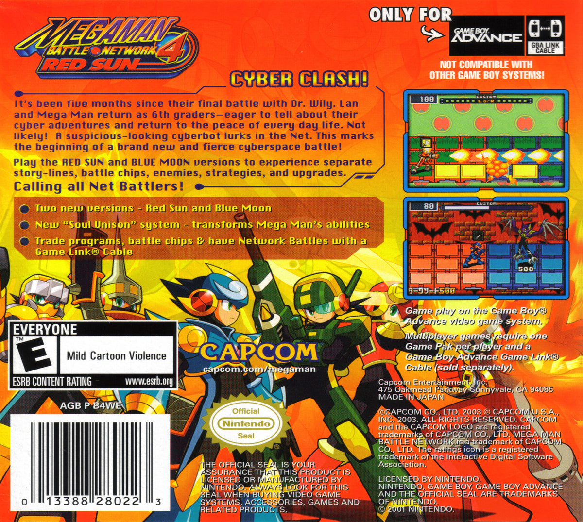 
Mega Man Battle Network 4: Red Sun | Nintendo Game Boy Advance | back cover