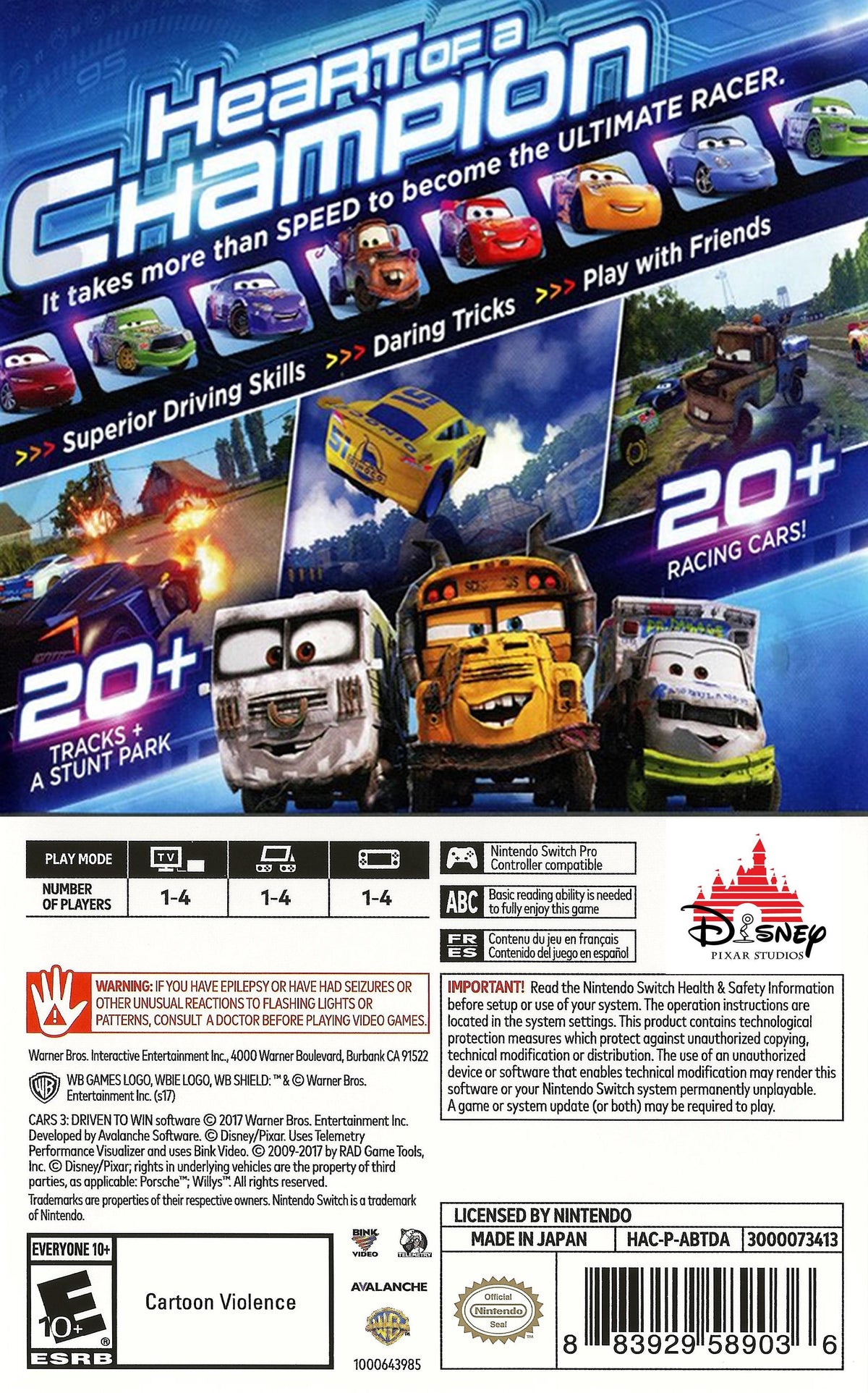 
Disney·Pixar Cars 3: Driven to Win | Nintendo Switch | back cover