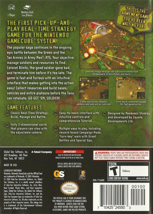 
Army Men RTS | Nintendo GameCube | back cover