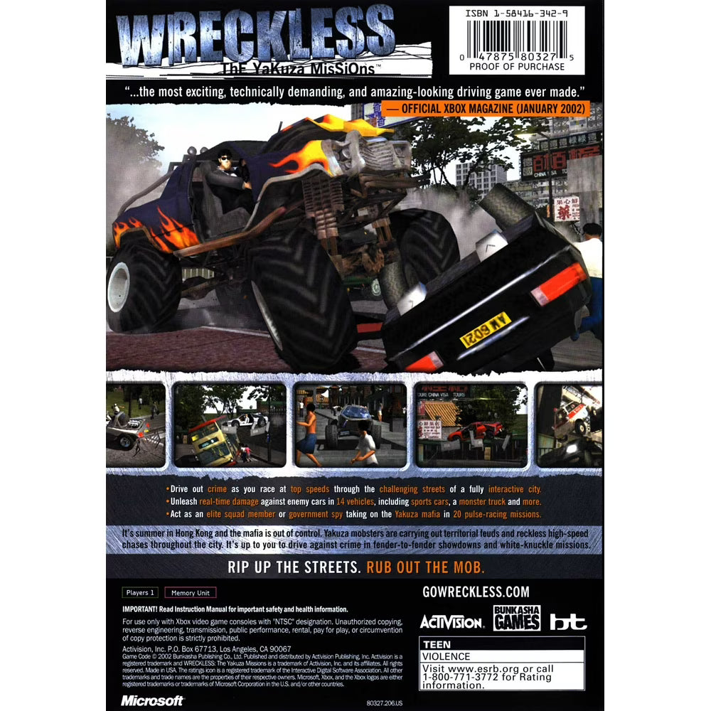 Wreckless: The Yakuza Missions | Xbox | supplemental product media | Region: North America | walmart-2218055bdcc7 | Source: Walmart